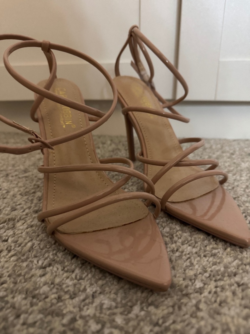 Cape Robbin Nude Strappy Pointed Toe Stiletto Heels Size 7